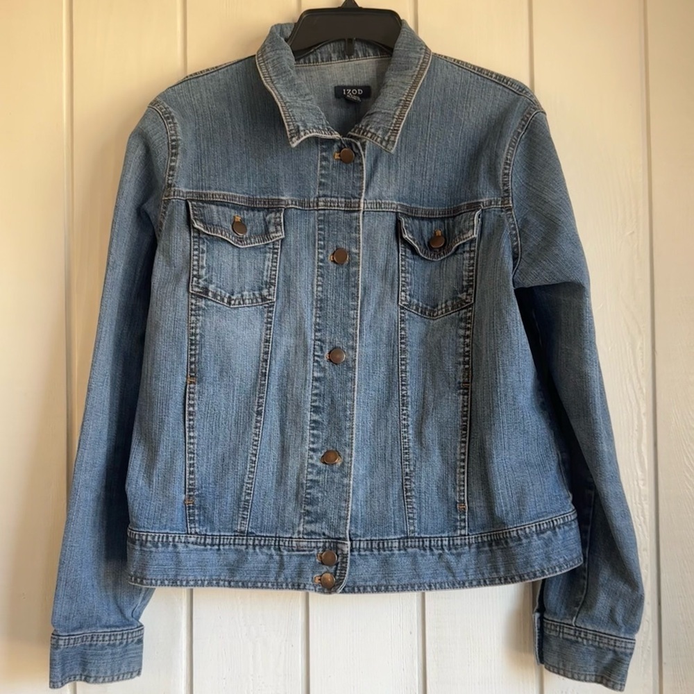 Izod Blue Denim Button Up Jacket
